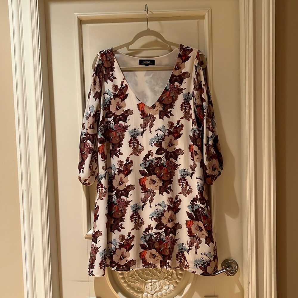Slit Sleeve Floral Dress